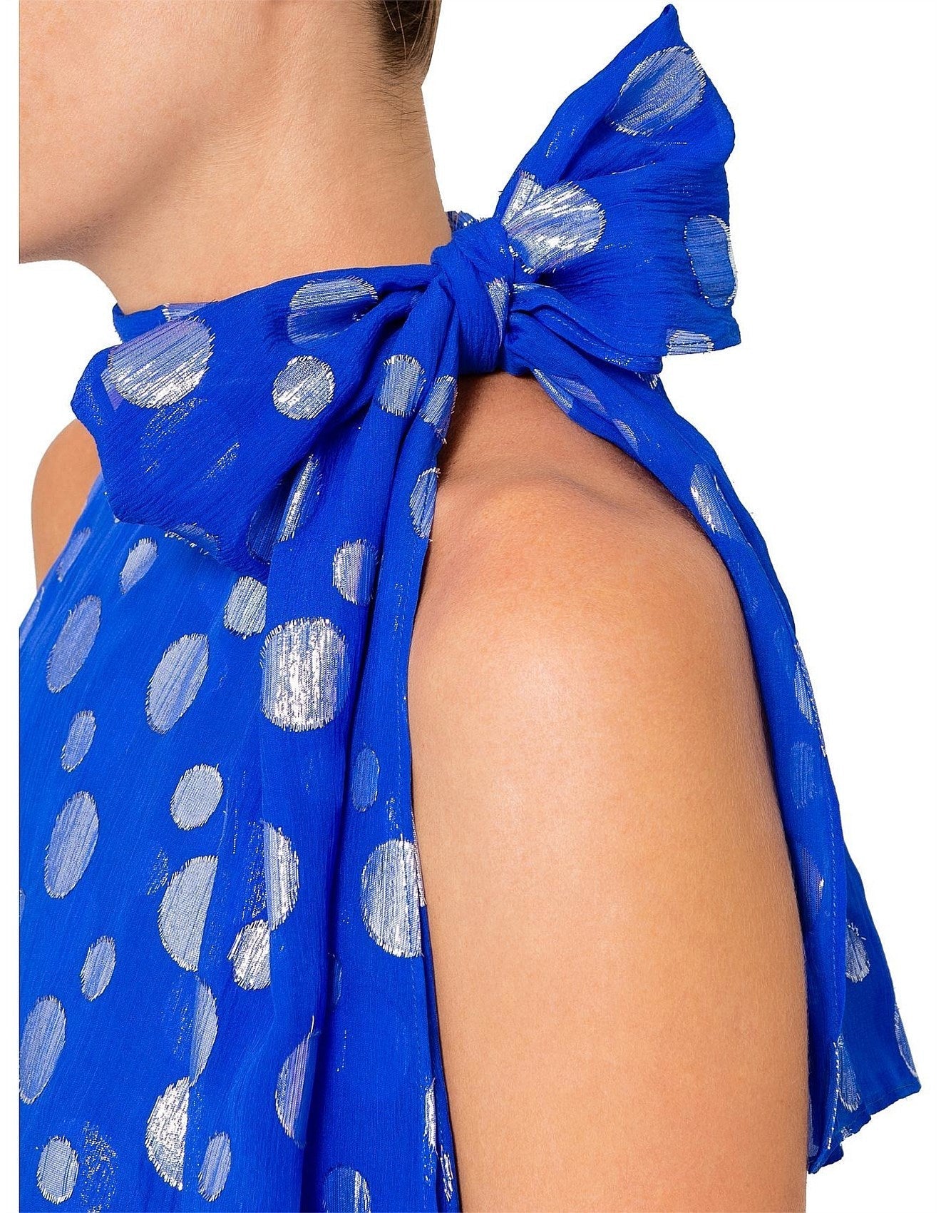 ELEANOR HALTER METALLIC midi DRESS