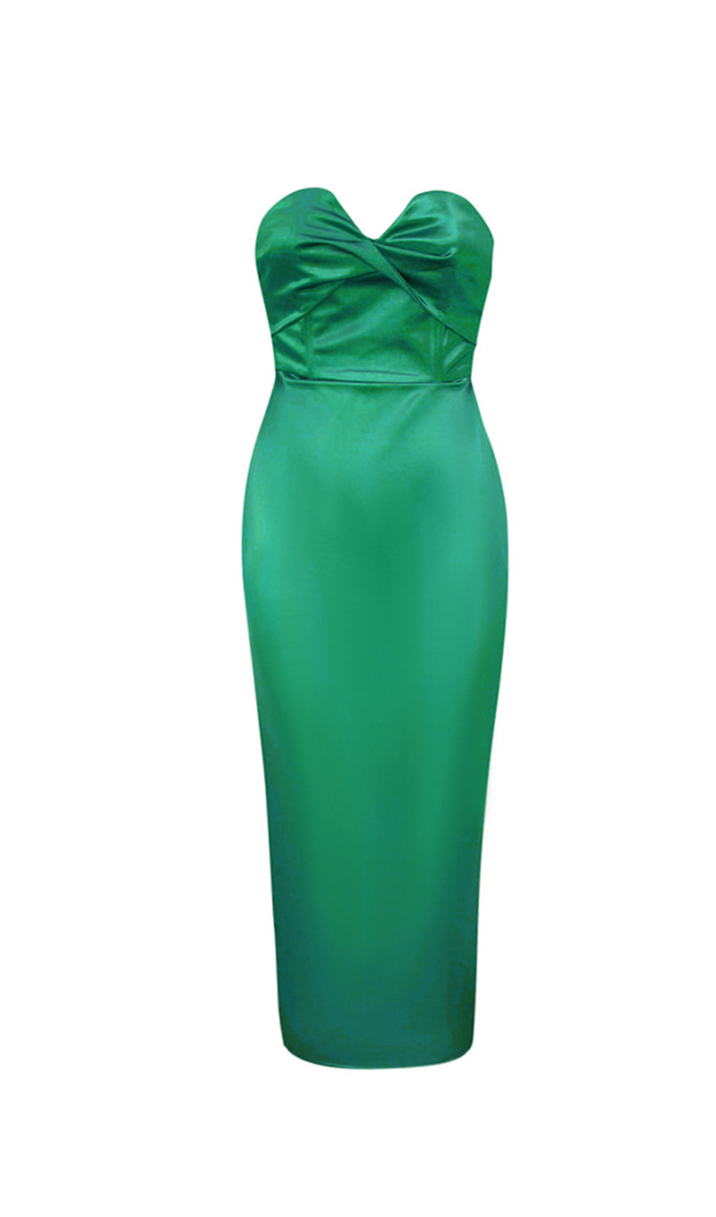 backless split twist-front bodycon midi dress in green