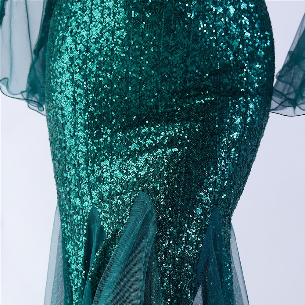 Trimmed Mesh Formal Gown