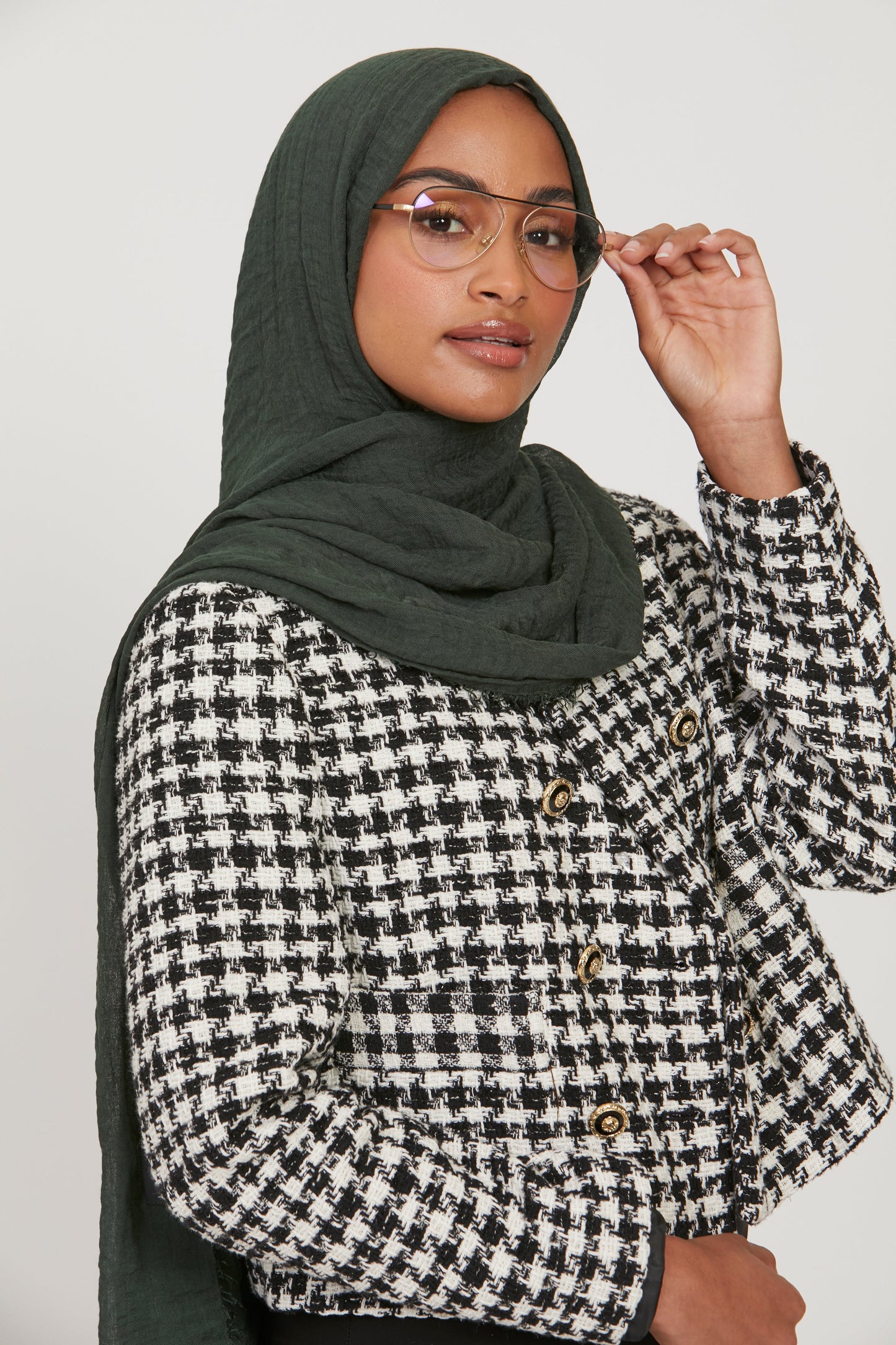Frayed Crinkle Hijab - Dark Green