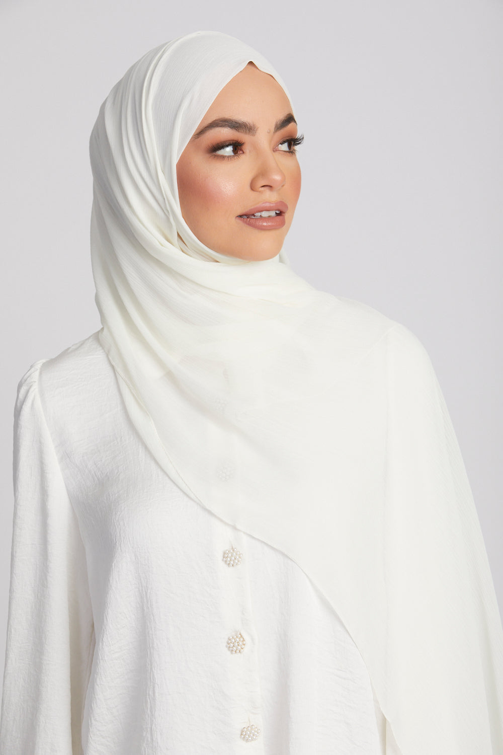 Luxury Crinkle Chiffon Hijab - Winter Snow