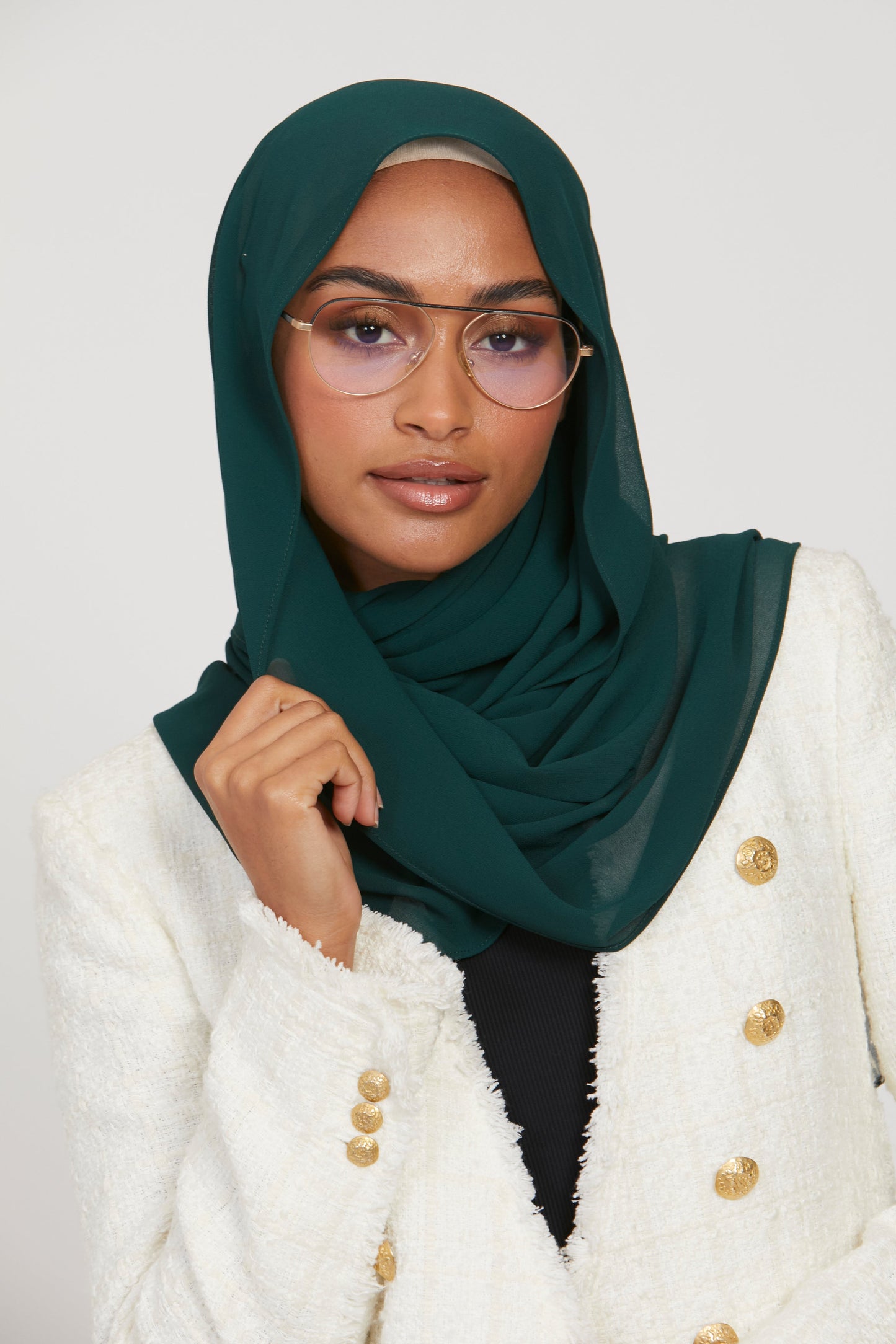 Premium Georgette Chiffon Hijab - Forest Green