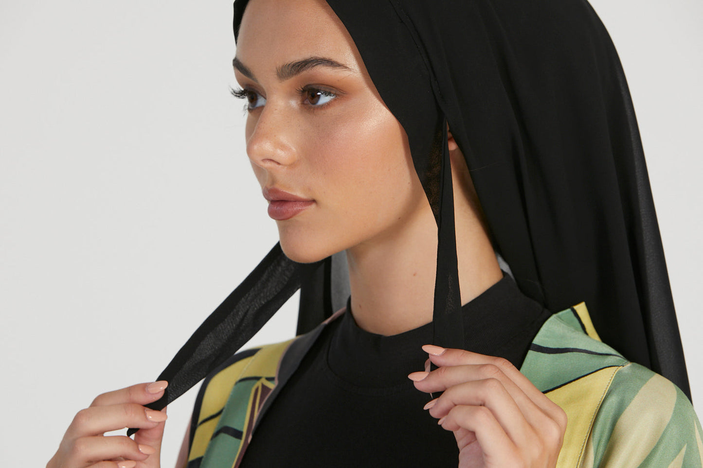 Hijab in chiffon istantaneo Premium - Nero