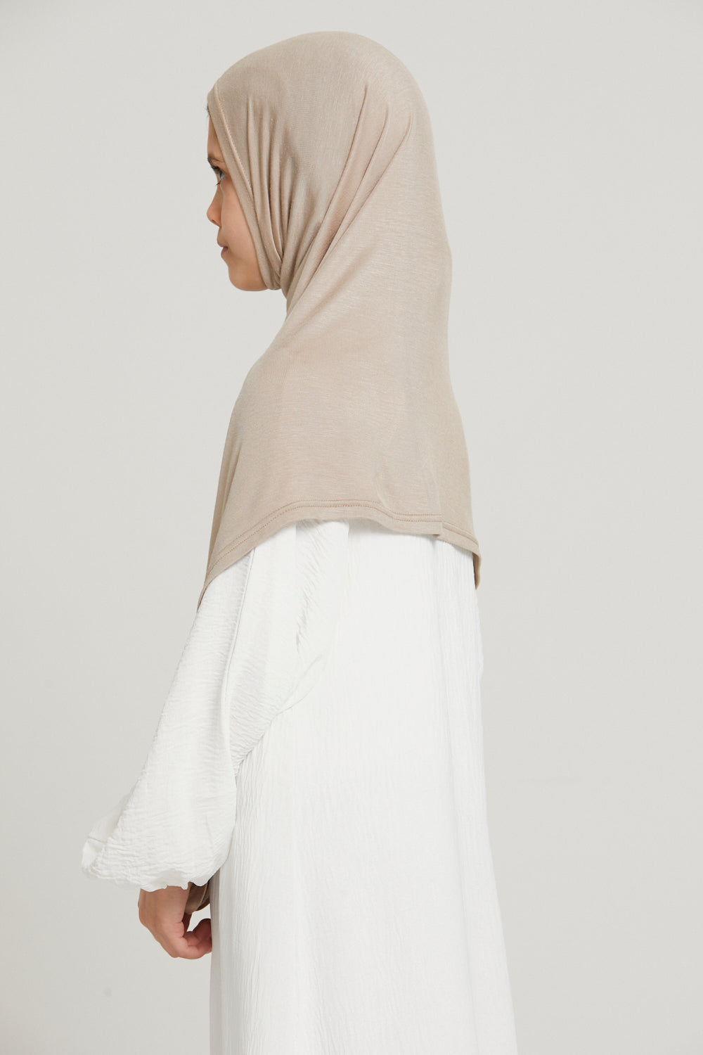 Junior Girls Premium Jersey Khimar - Nude