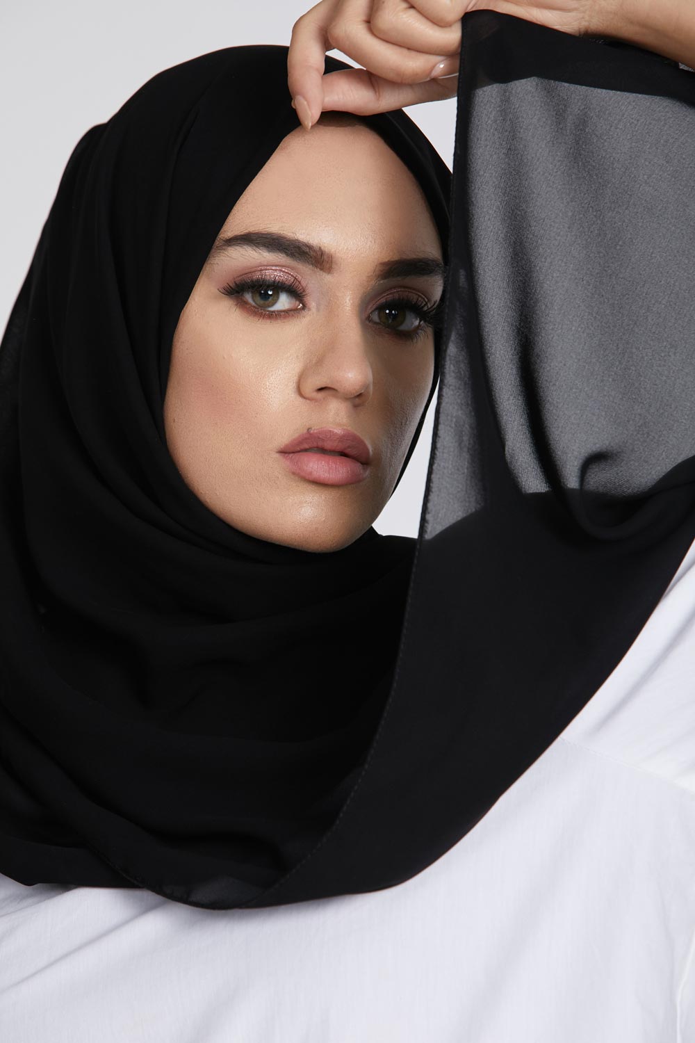 Hijab di lusso in georgette - Nero