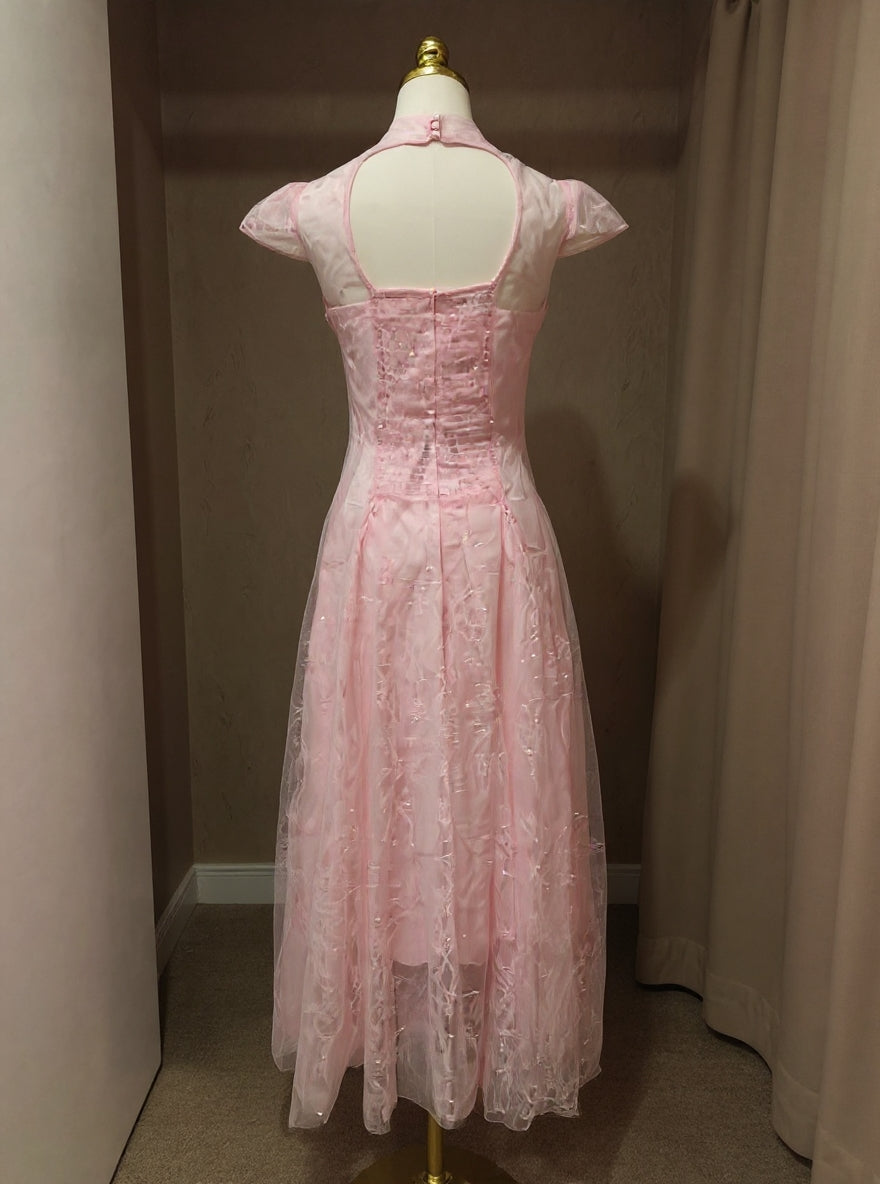 lace sequin A line midi dress