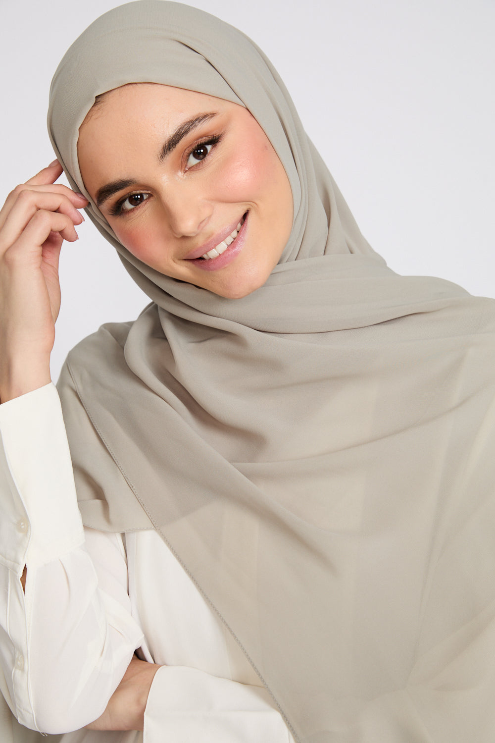 Soft Luxury Georgette Hijab - Sage Taupe
