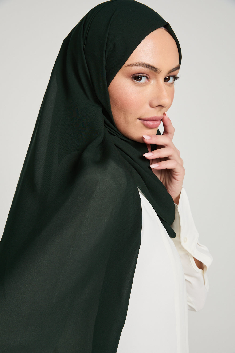 Hijab in georgette di lusso morbido - Midnight Forest