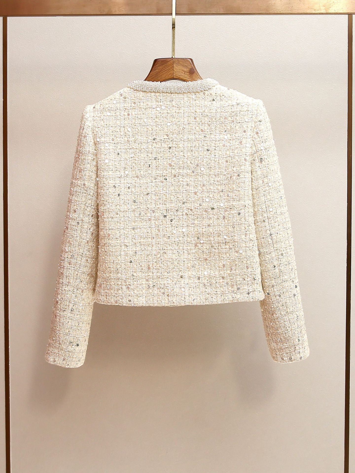lillian Cream Embellished Boucle Jacket