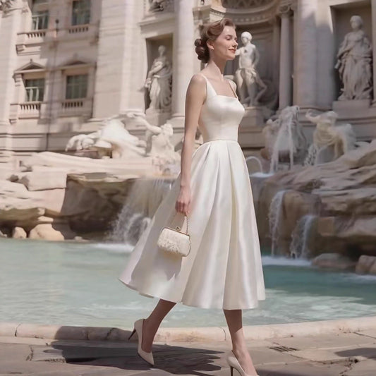 Sharon Minimalist Spaghetti Strap Midi Dress - Off-White