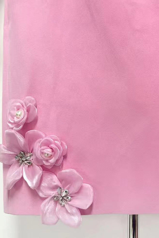 sabrina 3d flower Midi Dress in Pink