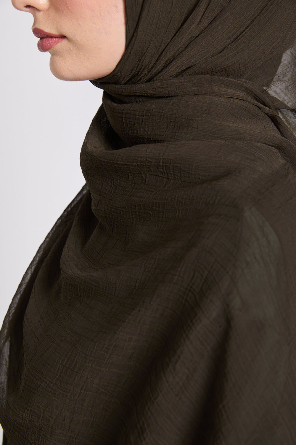 Luxury Soft Crush Hijab - Olive Brown