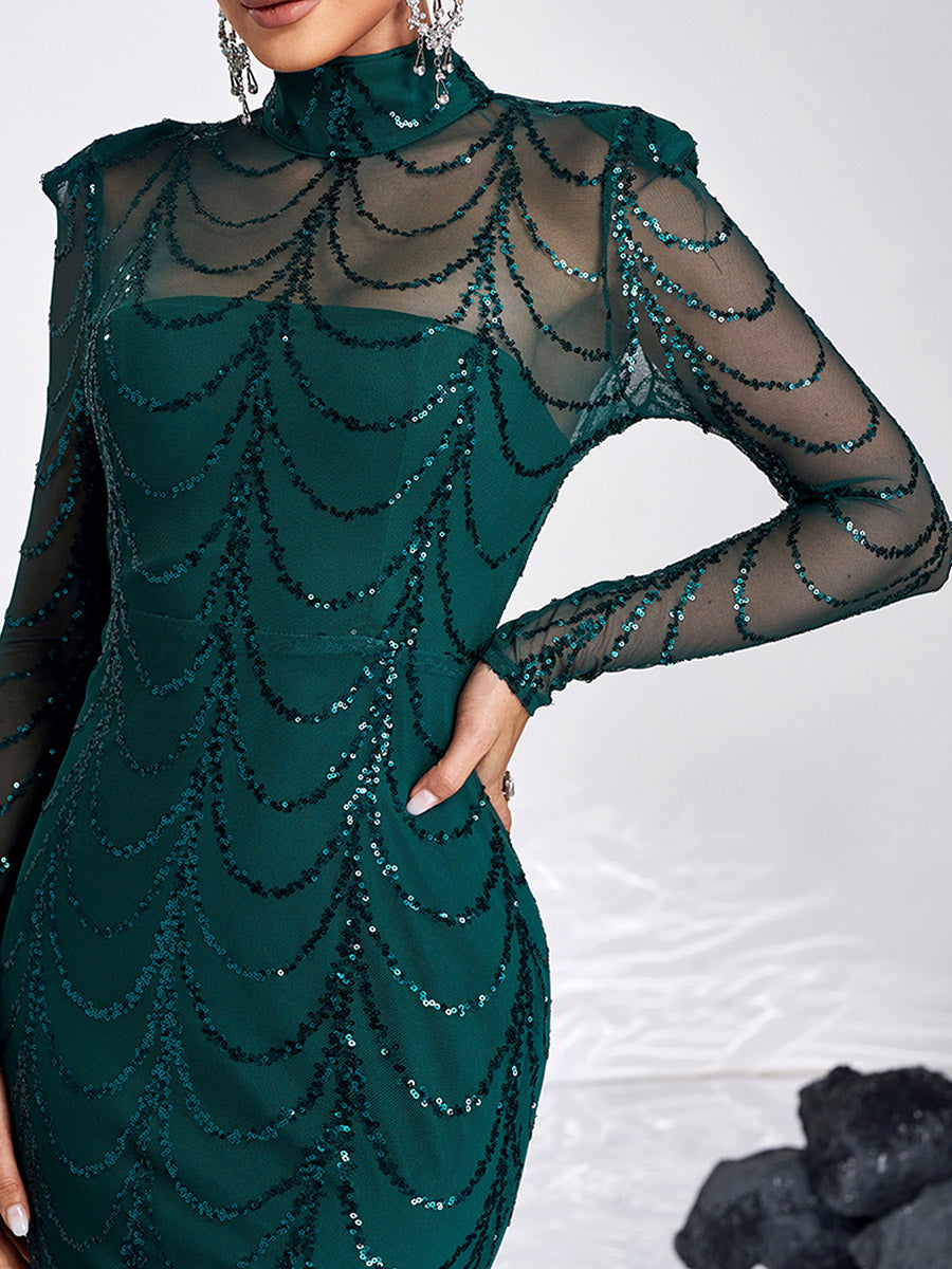 See-through Ripple Cocktail Dress