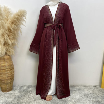 Hot Diamond Lace Up Cardigan with Pocket Dress