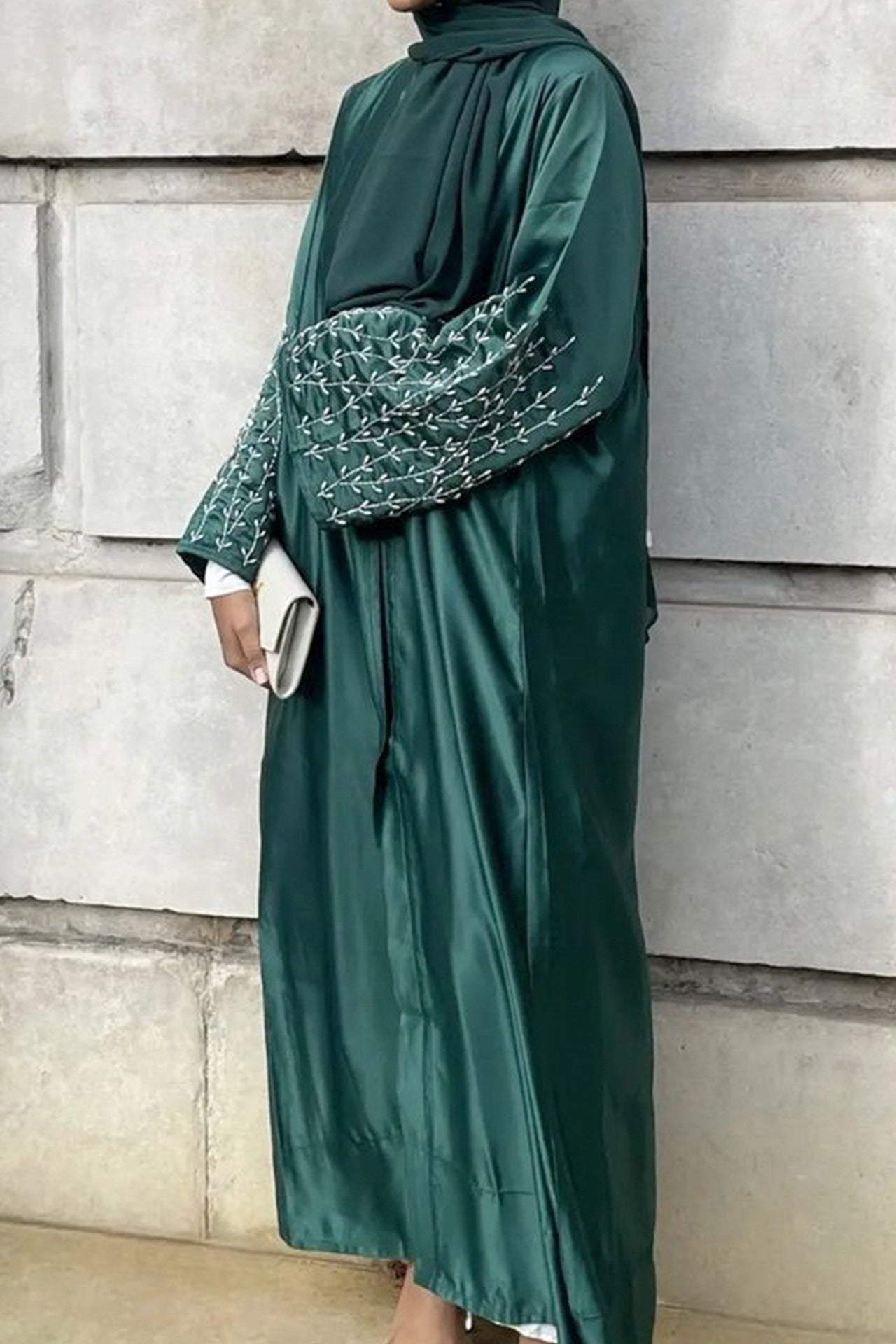 1pcs Satin Cardigan Handmade Beaded Dress Robe