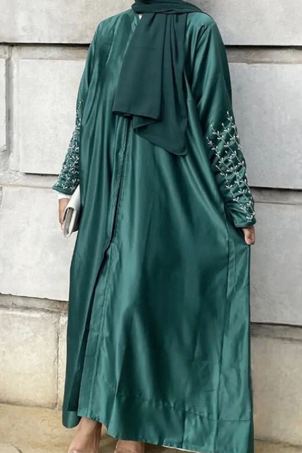 1pcs Satin Cardigan Handmade Beaded Dress Robe