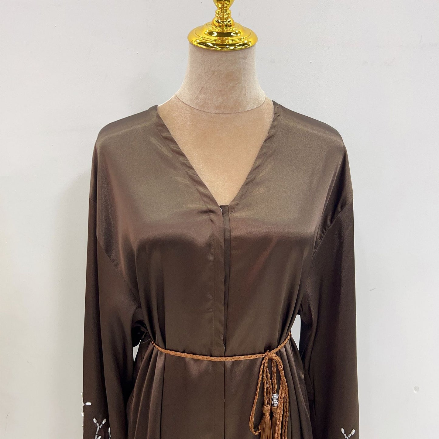 1pcs Satin Cardigan Handmade Beaded Dress Robe