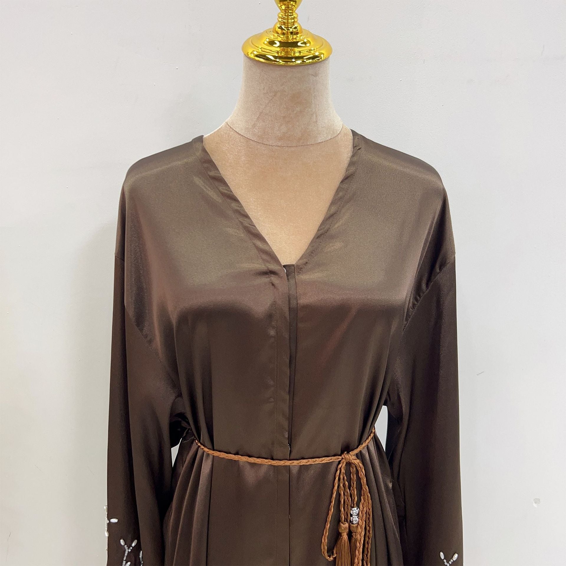 1pcs Satin Cardigan Handmade Beaded Dress Robe