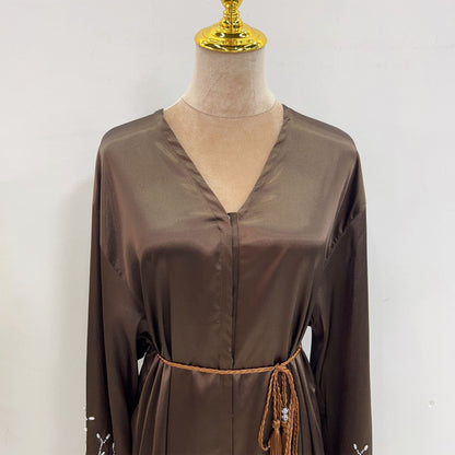 1pcs Satin Cardigan Handmade Beaded Dress Robe