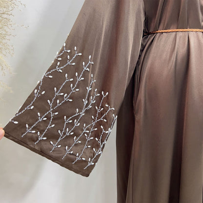 1pcs Satin Cardigan Handmade Beaded Dress Robe