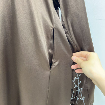 1pcs Satin Cardigan Handmade Beaded Dress Robe