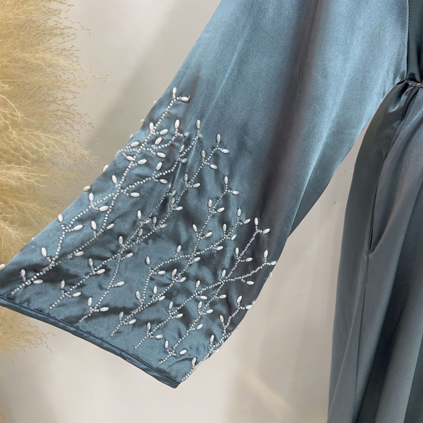 1pcs Satin Cardigan Handmade Beaded Dress Robe