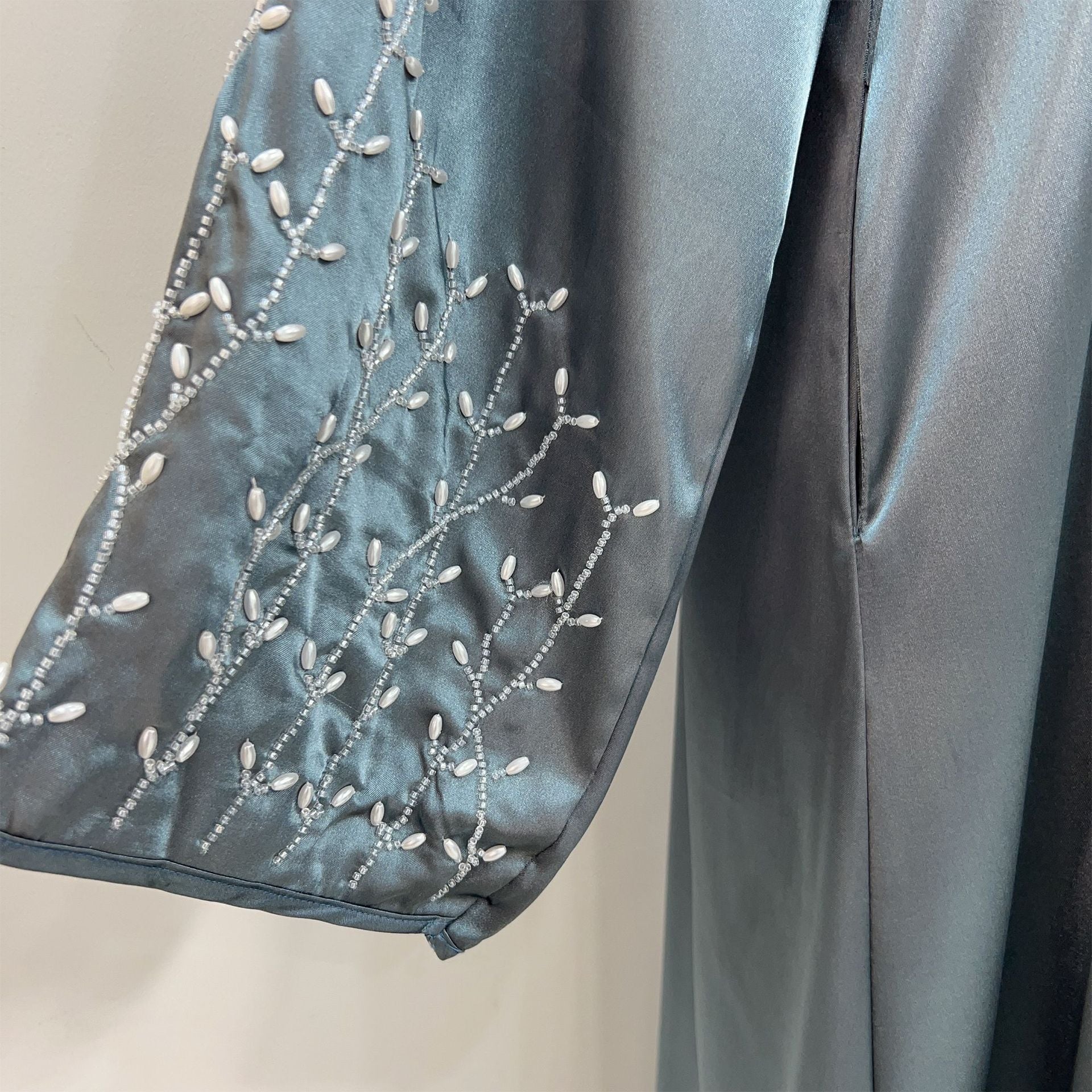 1pcs Satin Cardigan Handmade Beaded Dress Robe