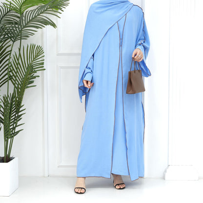 3pcs Set Cardigan+without Sleeves Inner Dress+Hijab