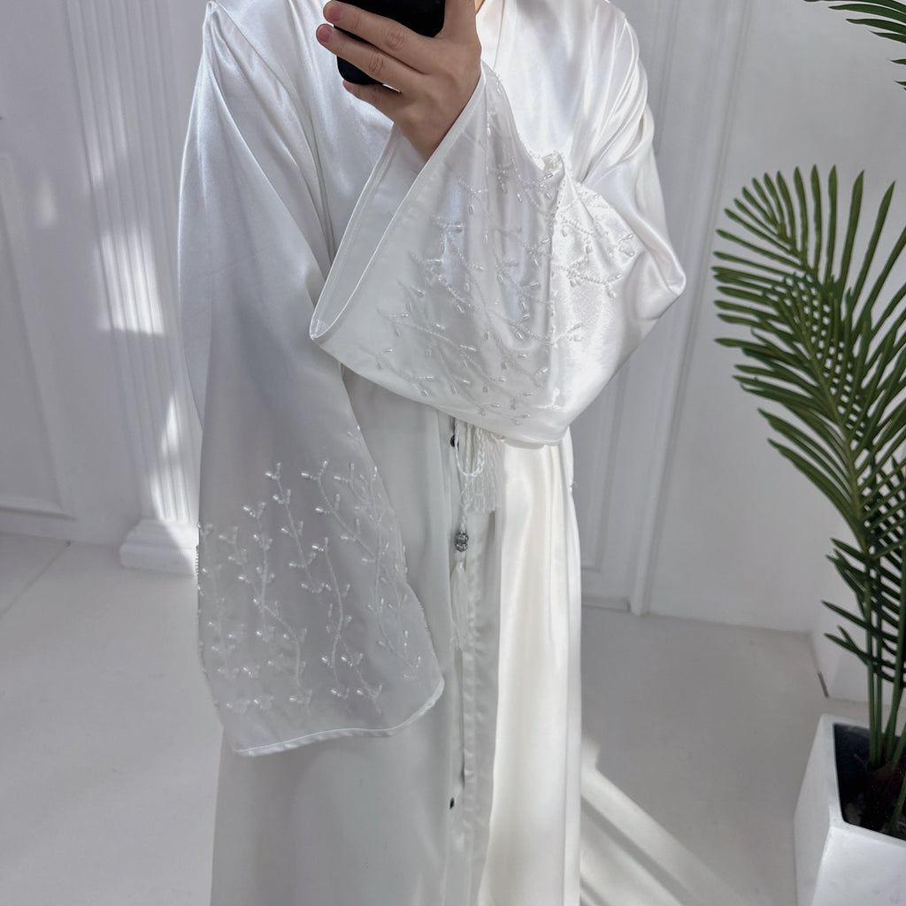 1pcs Satin Cardigan Handmade Beaded Dress Robe