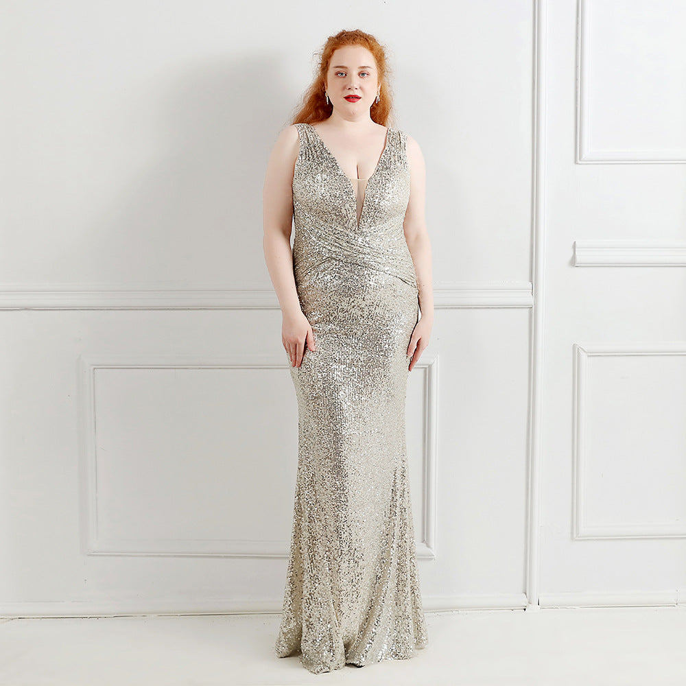 Long Sleeveless Sequin Formal Dress