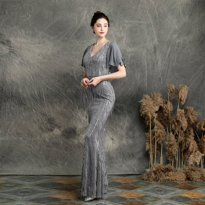 Silk Fringe Beaded Formal Dress