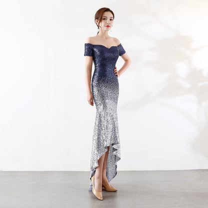 Gradient Beaded Formal Dress