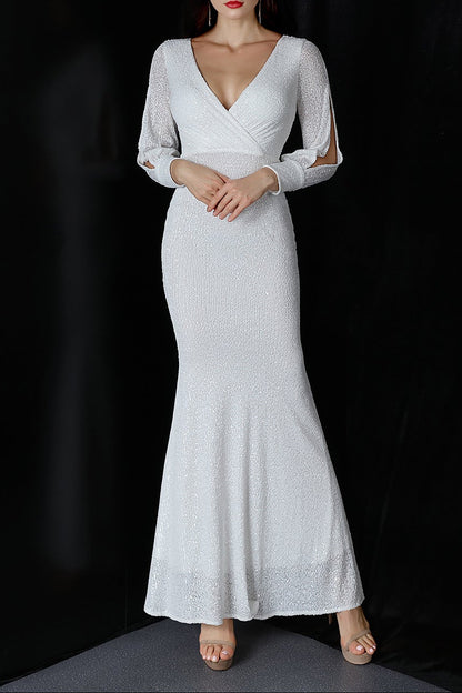Sleeve Sequin Formal Dress