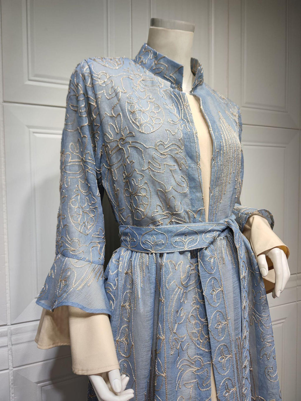 2 Pcs Suit Middle East Evening Dress Cross-border Muslim Lady Lotus Leaf Sleeve New Dress Abaya Robe