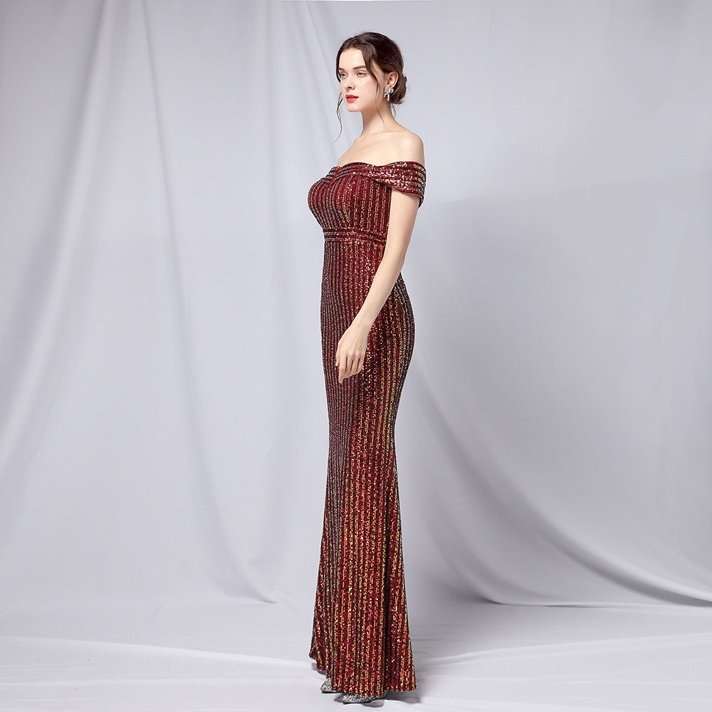 Off The Shoulder Fishtail Formal Dress