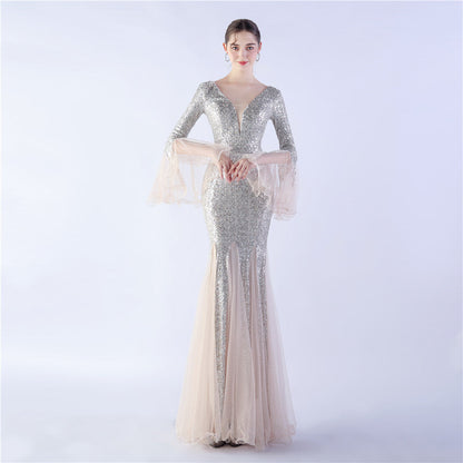 Trimmed Mesh Formal Gown
