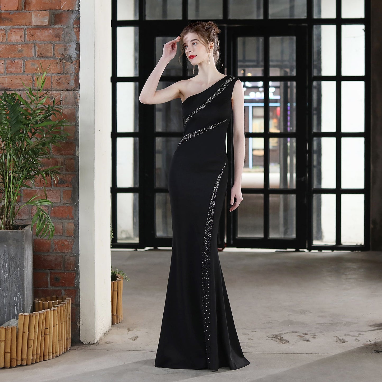 Long One Shoulder Formal Dress