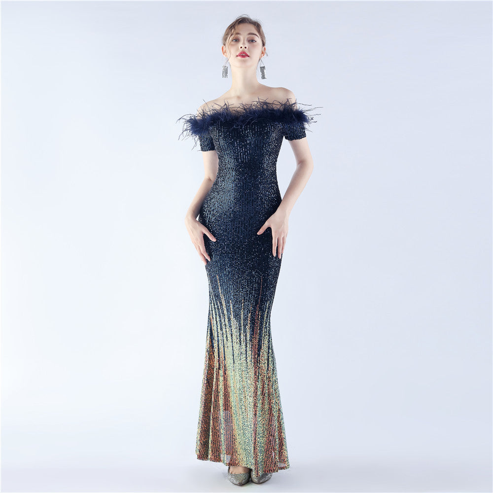 Mireille Off Shoulder High-End Evening Formal Dress