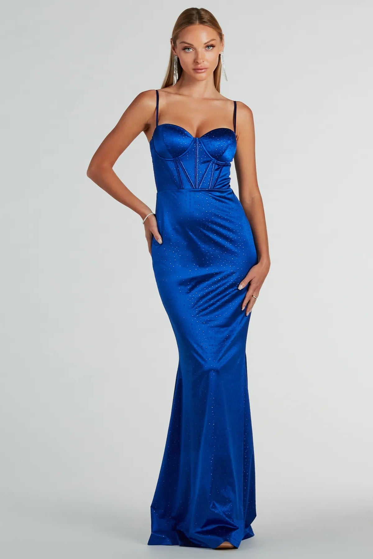 Jaiden Bustier Rhinestone Satin Formal Dress