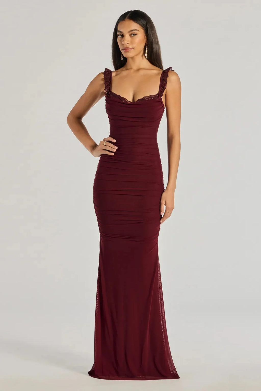 Morgana Lace-Up Ruched Mermaid Dress