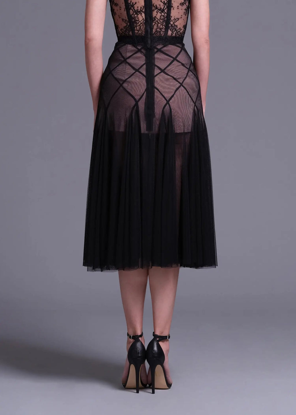 floral dentelle off-shoulder bustier corset net skirt set