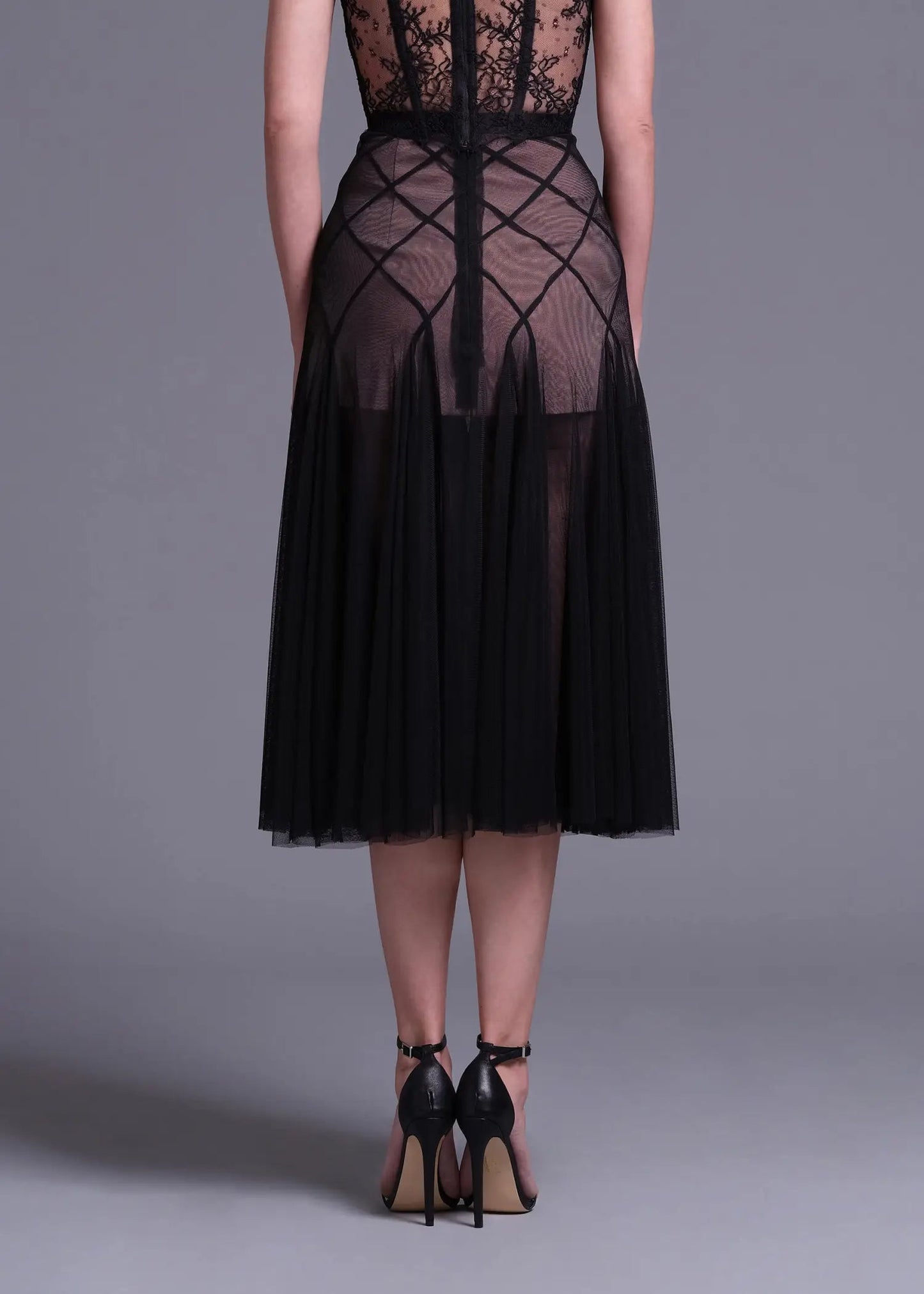 floral dentelle off-shoulder bustier corset net skirt set