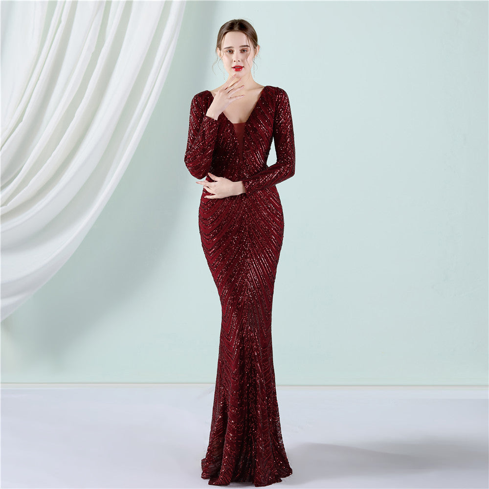 Sequined Fishtail Formal Dress