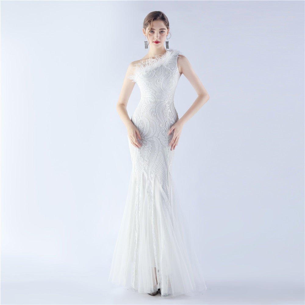 Mesh Sequined Formal Dress