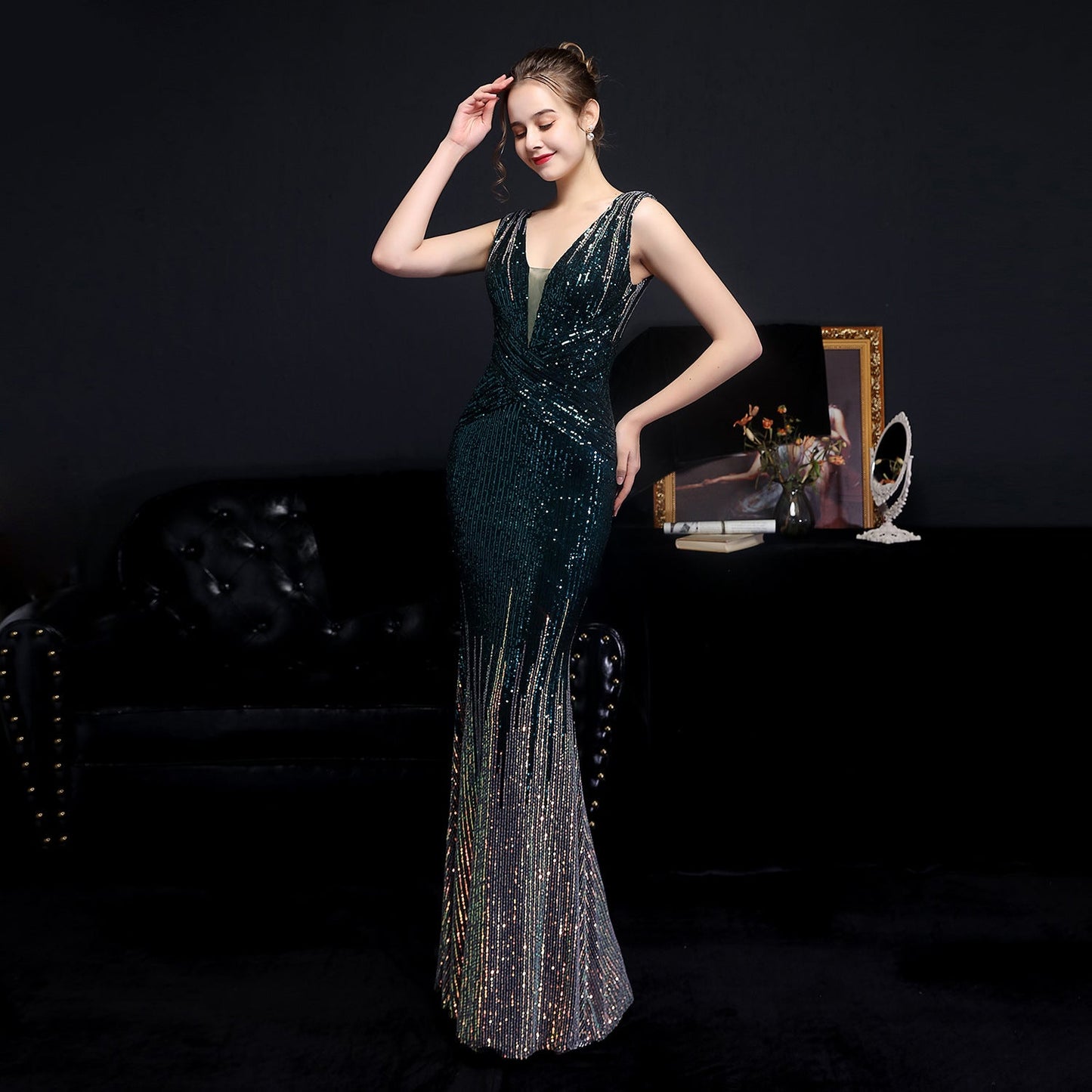 Sleeveless Sequin Formal Dress