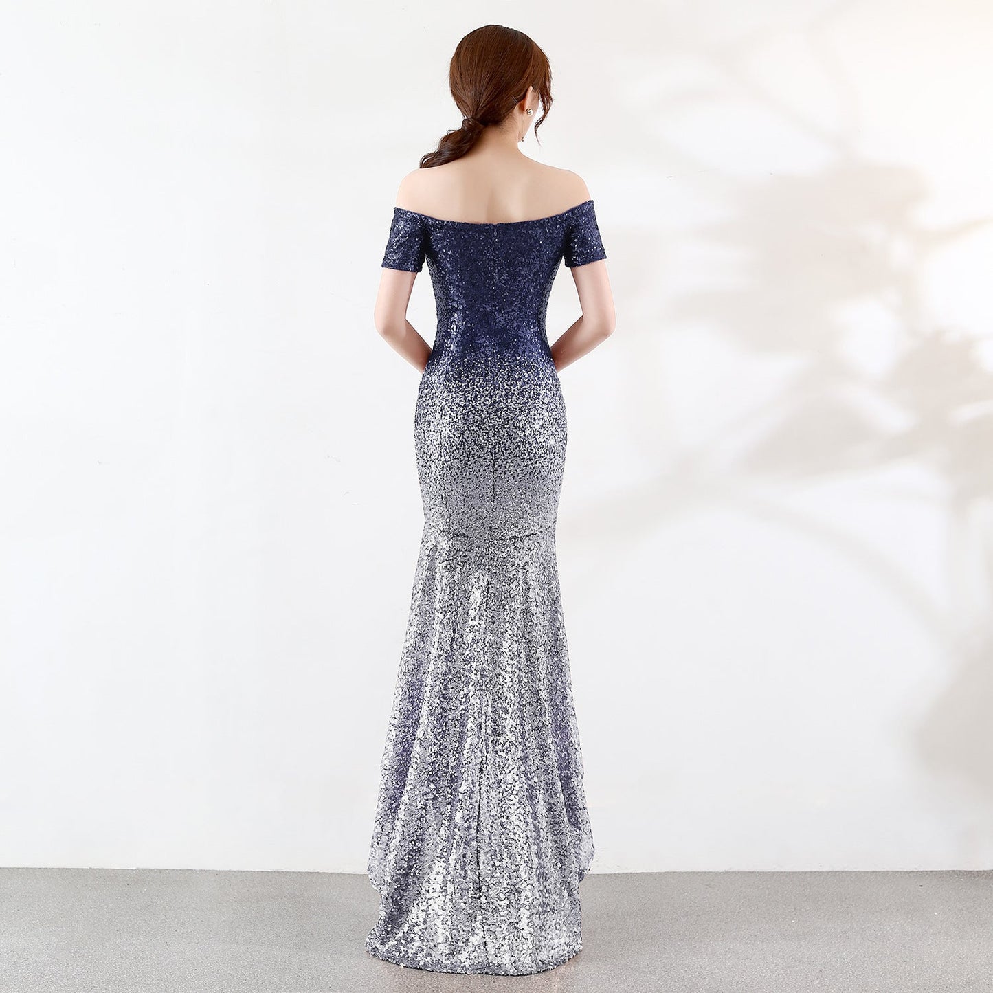 Gradient Beaded Formal Dress