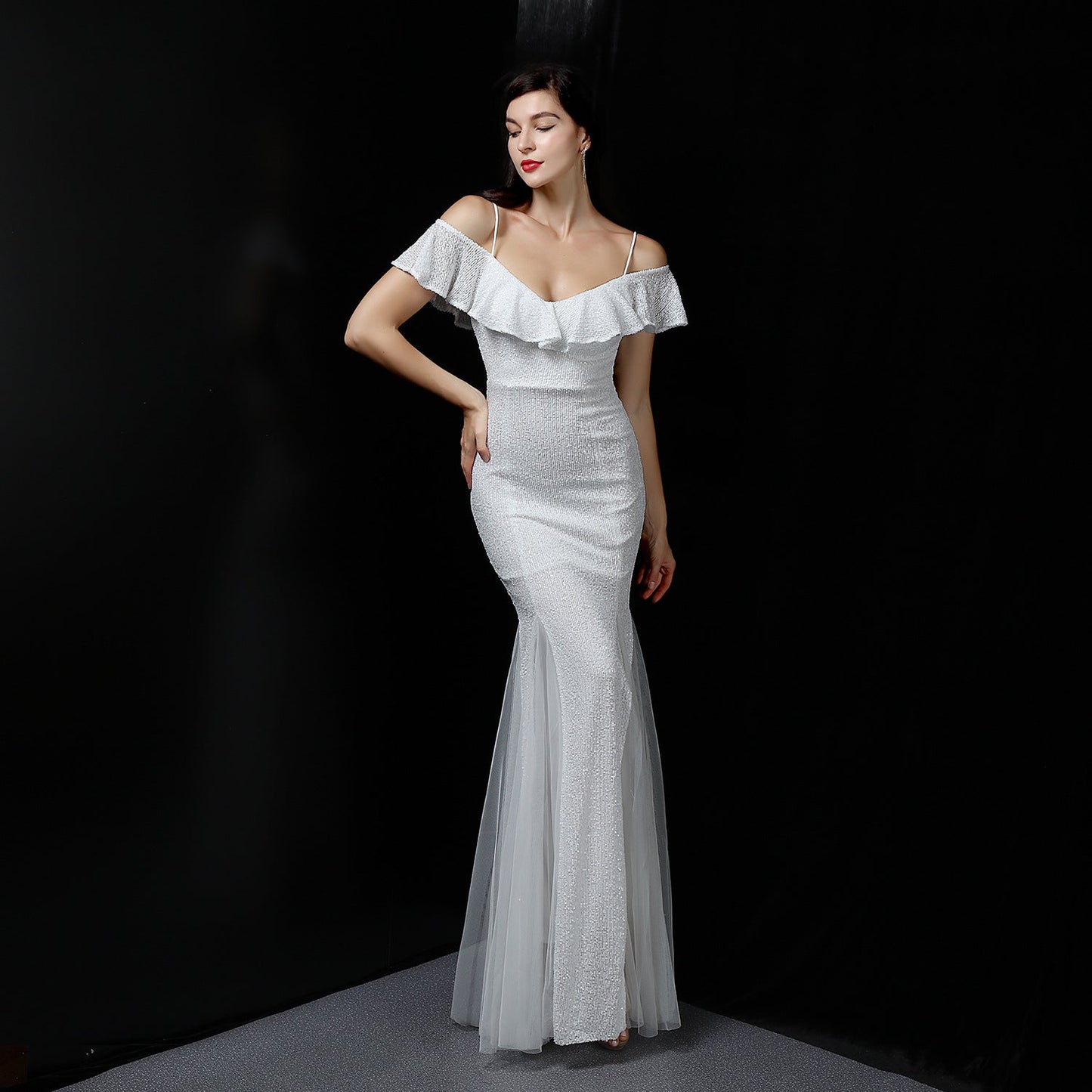 Silk Thread Fringe Beaded Formal Dresses