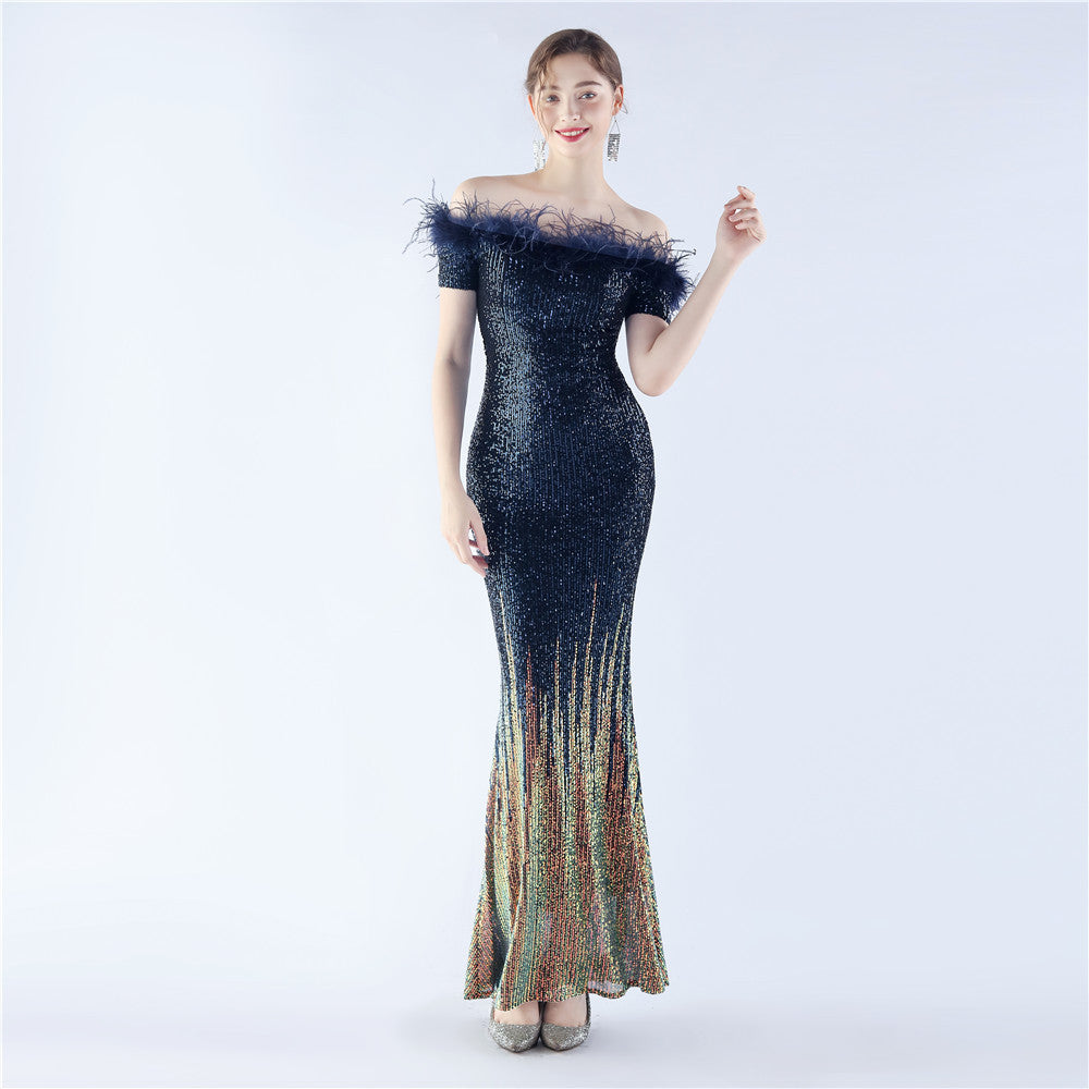 Mireille Off Shoulder High-End Evening Formal Dress