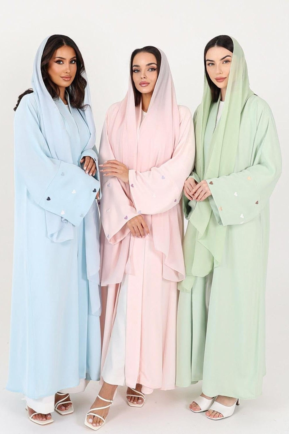 Macaroon Color Summer Thin Sleeve Heart Embroidered Robe Cardigan