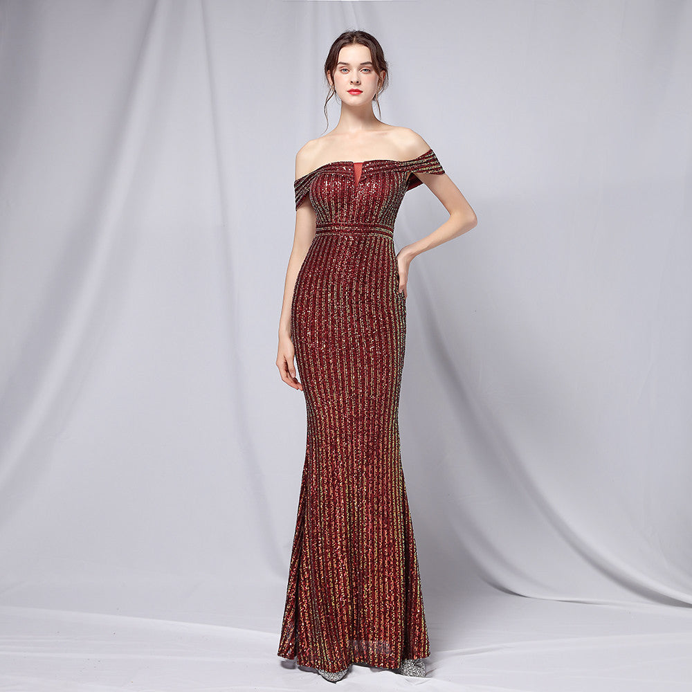Off The Shoulder Fishtail Formal Dress